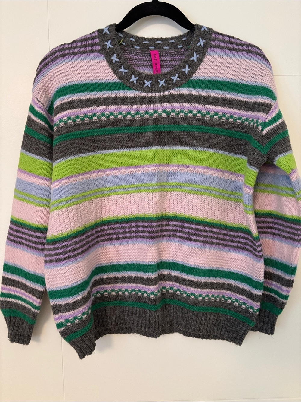Striped Pastel Crewneck Sweater - Unbranded